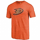Men's Anaheim Ducks Distressed Team Primary Logo Tri Blend T-Shirt Orange FengYun,baseball caps,new era cap wholesale,wholesale hats